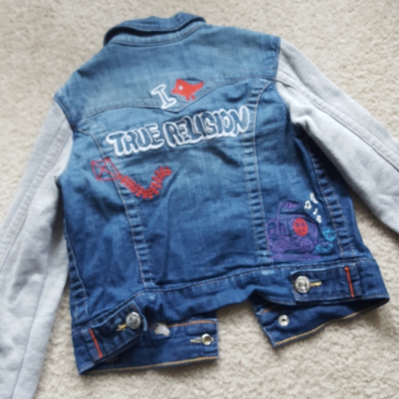 RARE True Religion Girls Emily Patch Jean Jacket
